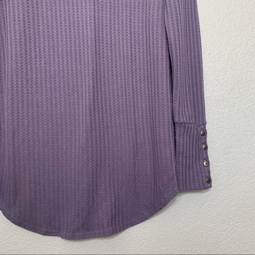 Chaser lavender waffle knit long sleeve thermal button cuff sleeve - Picture 7 of 11
